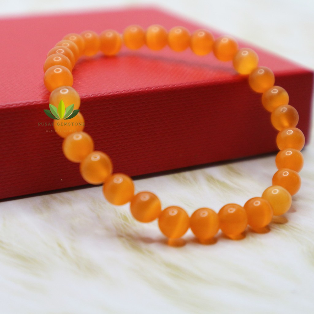 Gelang Batu Cat Eye Pria / Wanita Orange