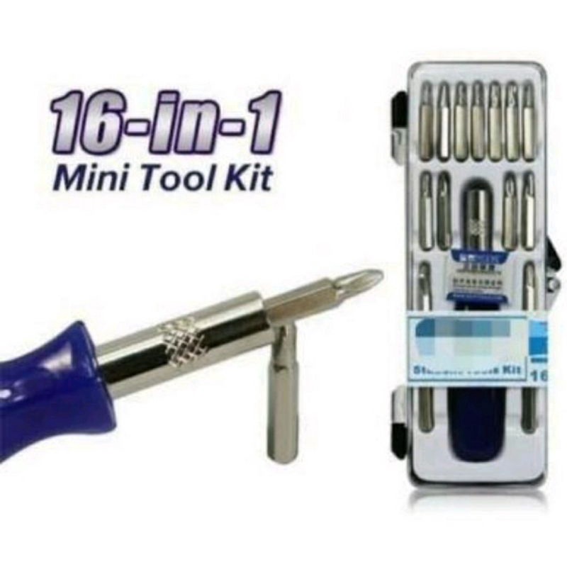 Obeng Set Pembuka Hp 16 in 1 Obeng Multifungsi Mini Tool kit Serbaguna