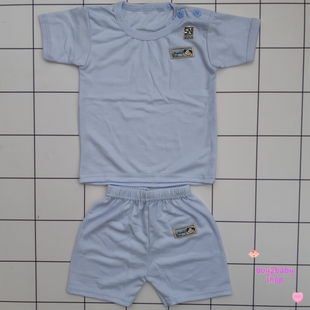 Setelan kaos pendek celana pendek bayi motif warna polos Hokiku 0-3 Bulan 1 PCS