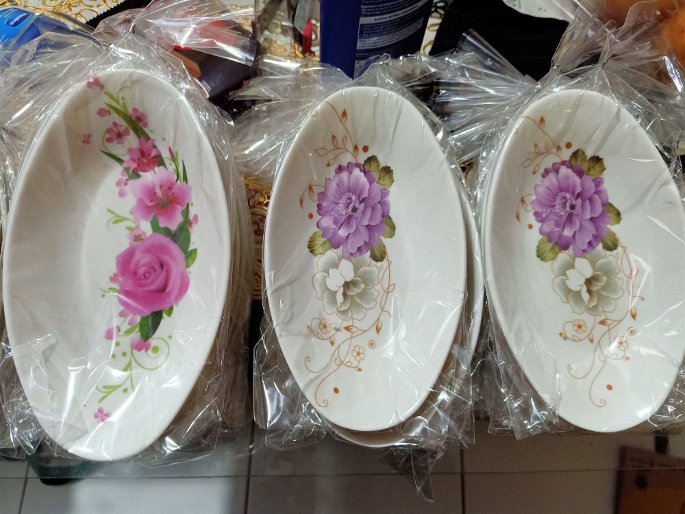 Souvenir Mangkuk Oval Melamin Kemasan Plastik