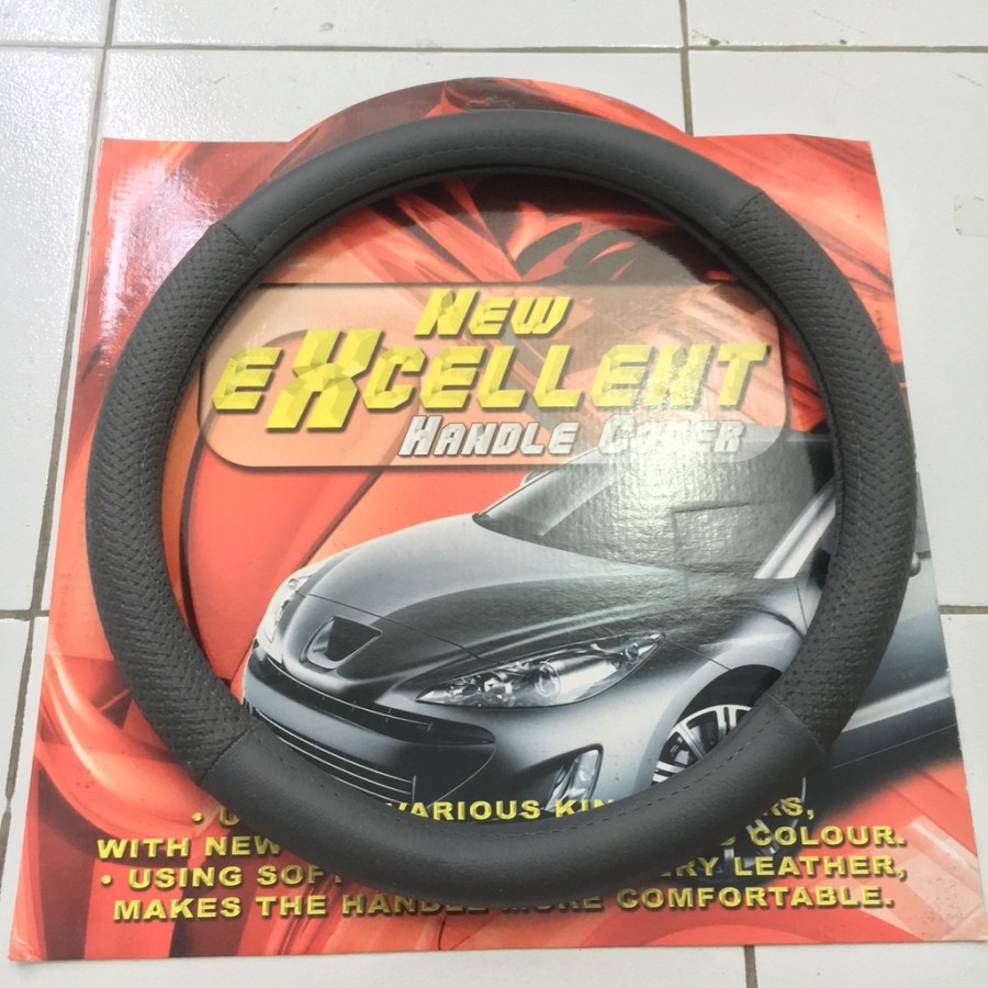 Sarung Stir Mobil Universal Hitam Cream Abu