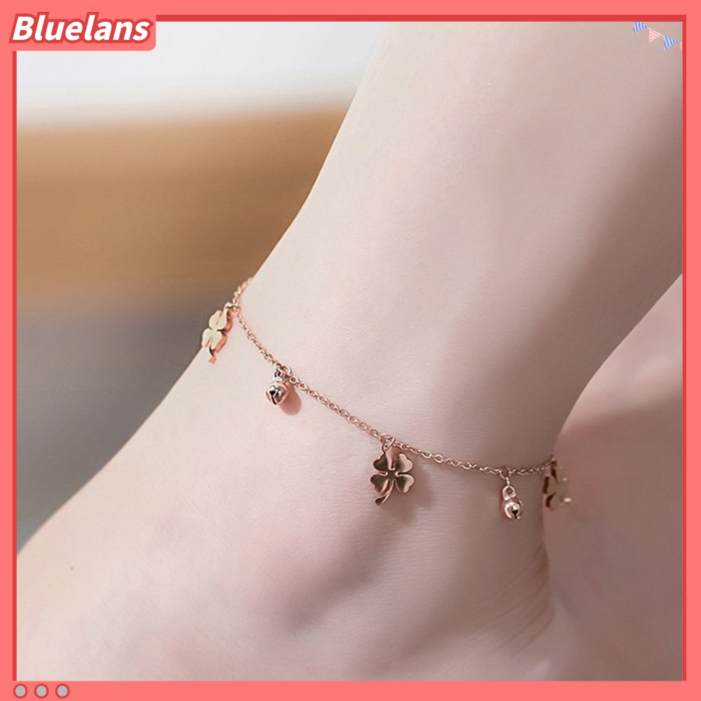 Bluelans Lucky Clover Bells Charm Anklet Foot Chain Women Summer Sandal Ankle Bracelet