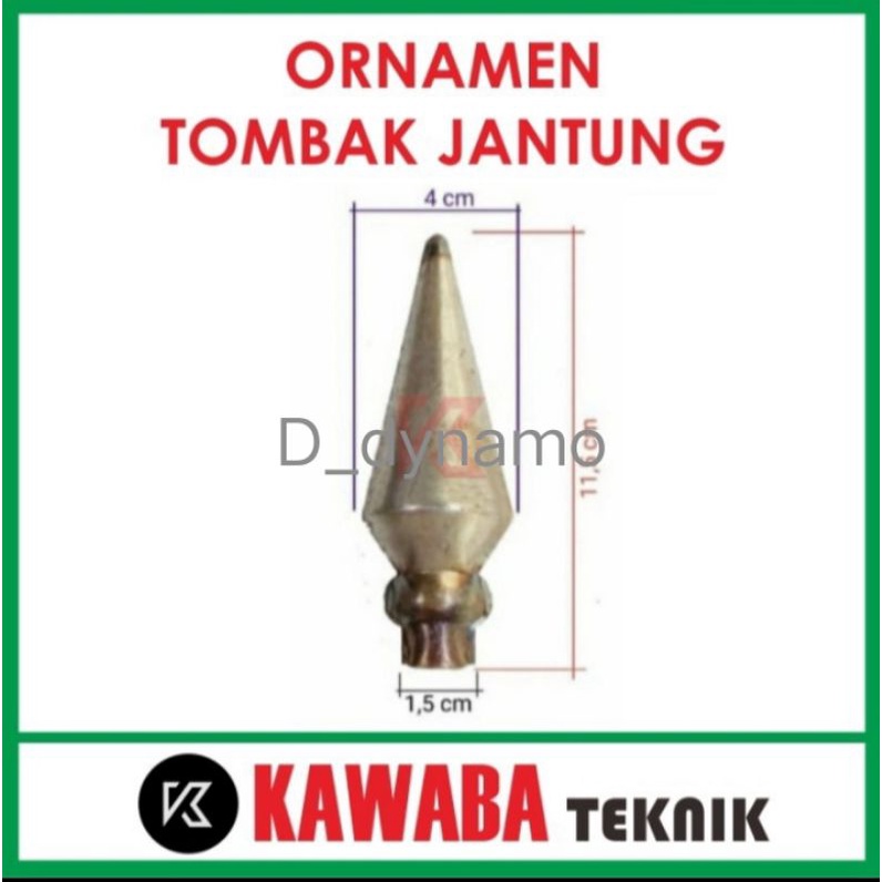 Ornamen Aksesoris Pagar Model Tombak Jantung Bahan Besi Plat