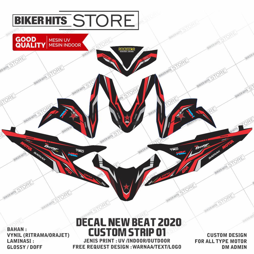 DECAL STIKER MOTOR HONDA NEW BEAT DELUXE 2019 2020 CUSTOM DESAIN STRIP