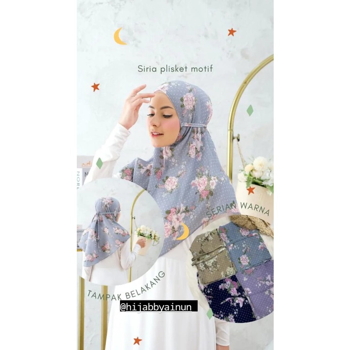 Bergo maryam instan plisket motif bunga ceruty babydoll