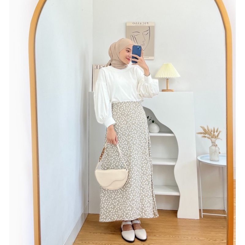 FLORAL SKIRT KOREAN STYLE MOTIF BUNGA A LINE MAXI / ROK FLORA KOREAN STYLE SEIRA SKIRT / KOREAN SKIRT MOTIF VIRAL KEKINIAN