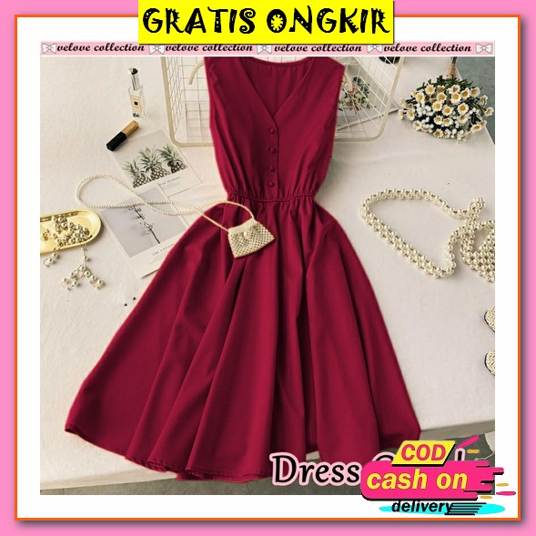 Baju Dress Pesta Wanita Kondangan Moscrepe Tile Dewasa Remaja Terbaru 2022 Kekinian Imlek Natal Kuen