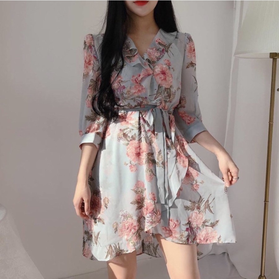 CASUAL MINI DRESS KOREAN STYLE CHIFFON PREMIUM ALL SIZE NEW COLLECTION