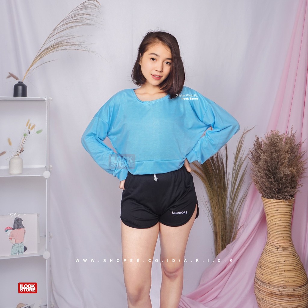 ilook | Oversize Crop Sweater | Sweater Wanita Crop Polos | Oversize Lenka