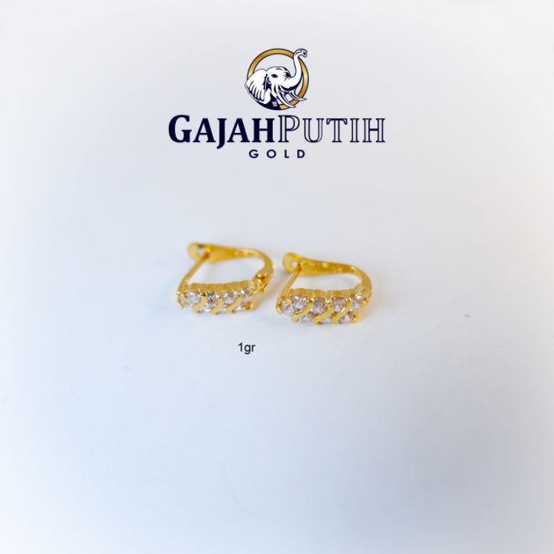 1gr Anting Model Permata Putih Klep Emas Asli kodeO410