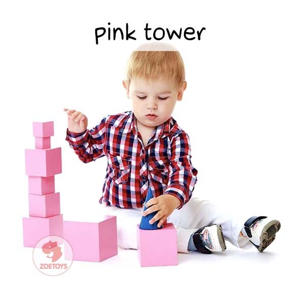 Zoetoys Montessori Pink Tower KAYU FULL SOLID | Sensorial Edutoys Mainan Edukasi Anak