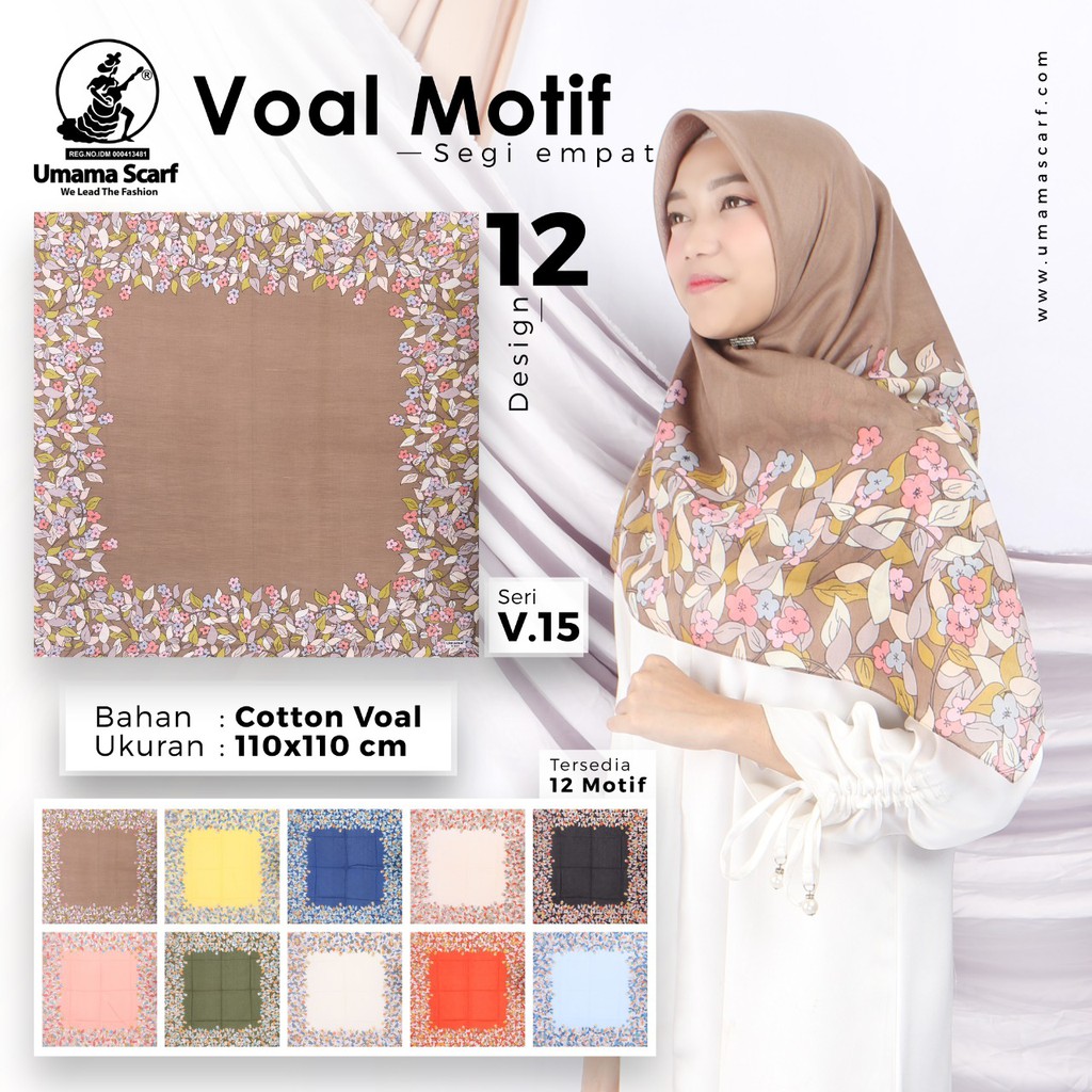 Grosir 10 Pcs Hijab Segi Empat Voal Motif 12 Bahan Cotton Voal - By Umama