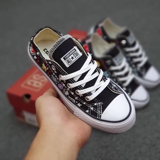  SEPATU  ANAK CONVERSE  X BT21 KARAKTER  BLACK WHITE KIDS 