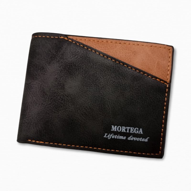 MORTEGA Dompet Lipat Kulit Pria PU Leather Wallet