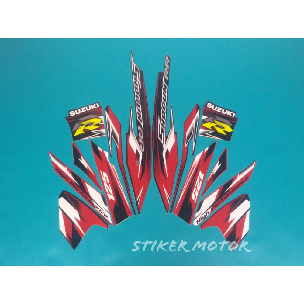 Variasi stiker motor shogun rr 125 hitam-merah