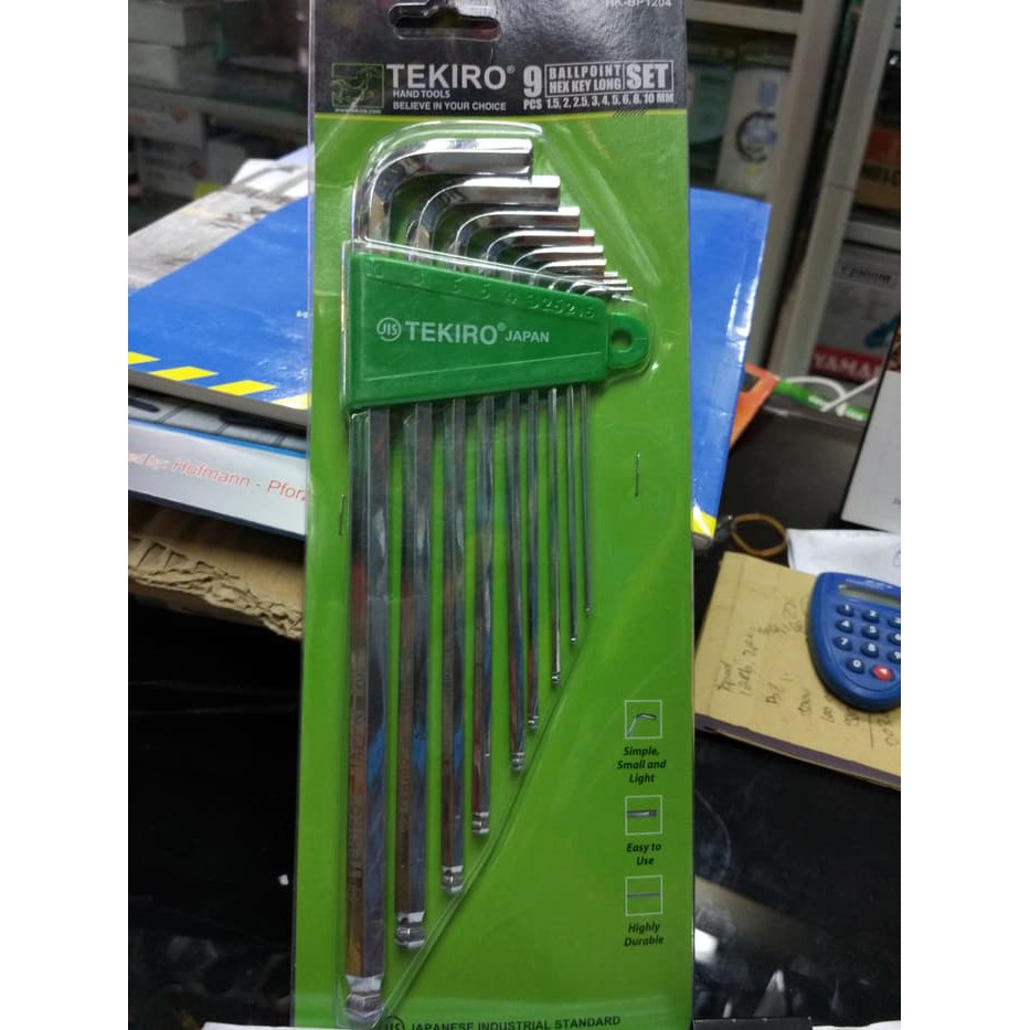 KUNCI L BALLPOINT PANJANG TEKIRO 9PCS / KUNCI L BALLPOINT TEKIRO