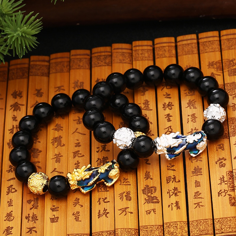 35 styles of sand gold pixiu six-character mantra obsidian transfer beads evil spirits lucky men's and women's bracelet bracelet factory wholesale in stock