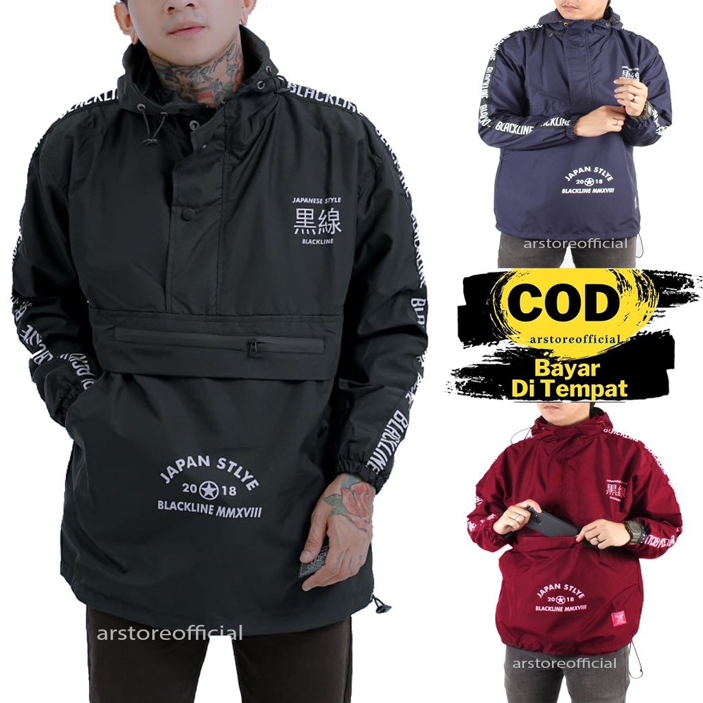 [COD / BAYAR DITEMPAT] JAKET COUGLE JAPAN STYLE POCKET BLACKLINE