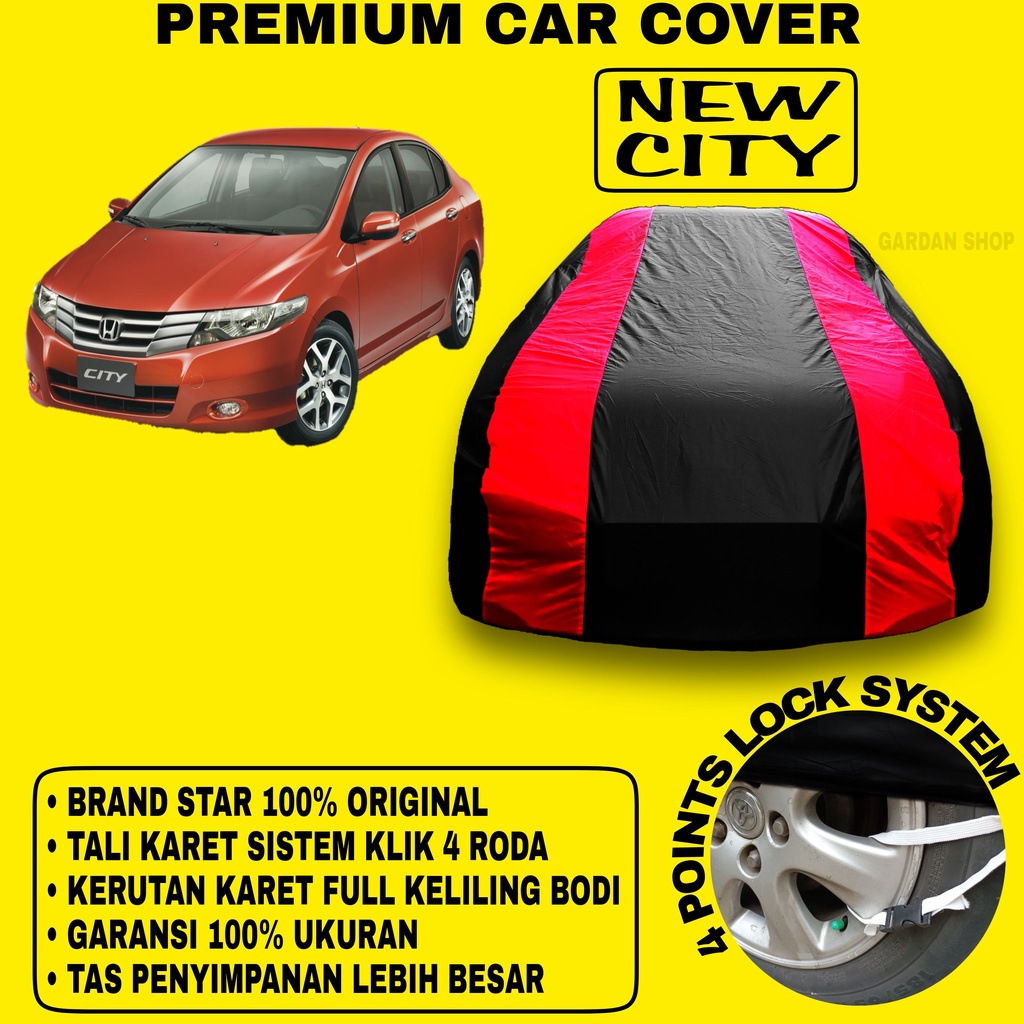 Body Cover NEW CITY Sarung Strip MERAH Penutup Pelindung Bodi Mobil New City PREMIUM Red Cover