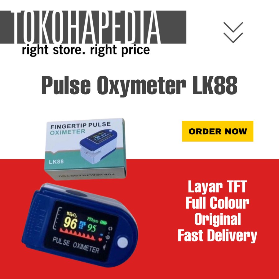 Oximeter LK88 Fingertip Pulse Oxymeter Lk-88 Alat Ukur Kadar Oksigen Detak Jantung Oksimeter spO2