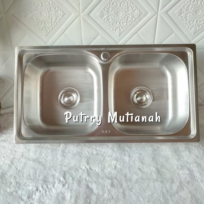 Bak Cuci Piring 2 Lubang Stainless Oki Kitchen Sink Termurah Wastafel