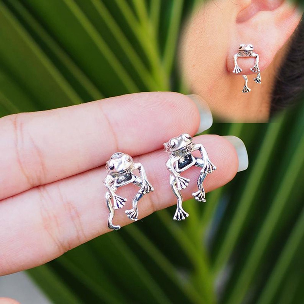 Mxbeauty Anting Stud Bentuk Katak Bahan Logam Warna-Warni Gaya Punk Korea Untuk Hadiah Ulang Tahun