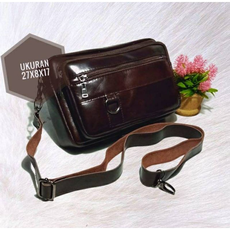 Tas kulit wanita Pria papirut bayar di tempat(COD) asli garut pull up Slendang slimbag selempang new