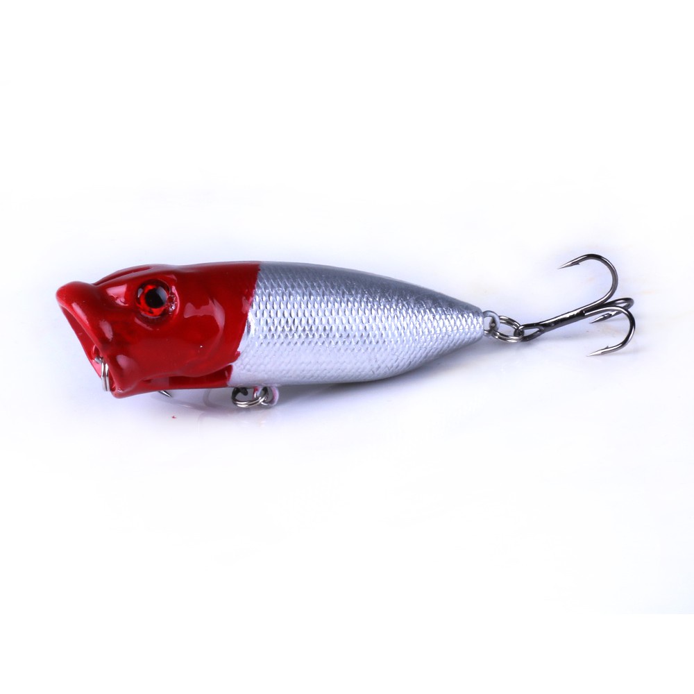 Hengjia 5pcs Umpan Pancing Ikan Minnow Popper Vib Kepala Merah Bahan Plastik