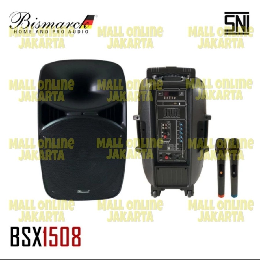 Speaker aktif portable bismarck 15 inch bsx1508 mic wireless bsx 1508