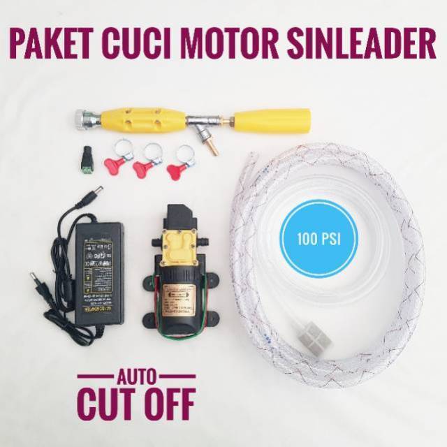 PAKET CUCI MOTOR SINLEADER SIAP PAKAI ADAPTOR 12V 5A DINAMO SINLEADER 100 PSI