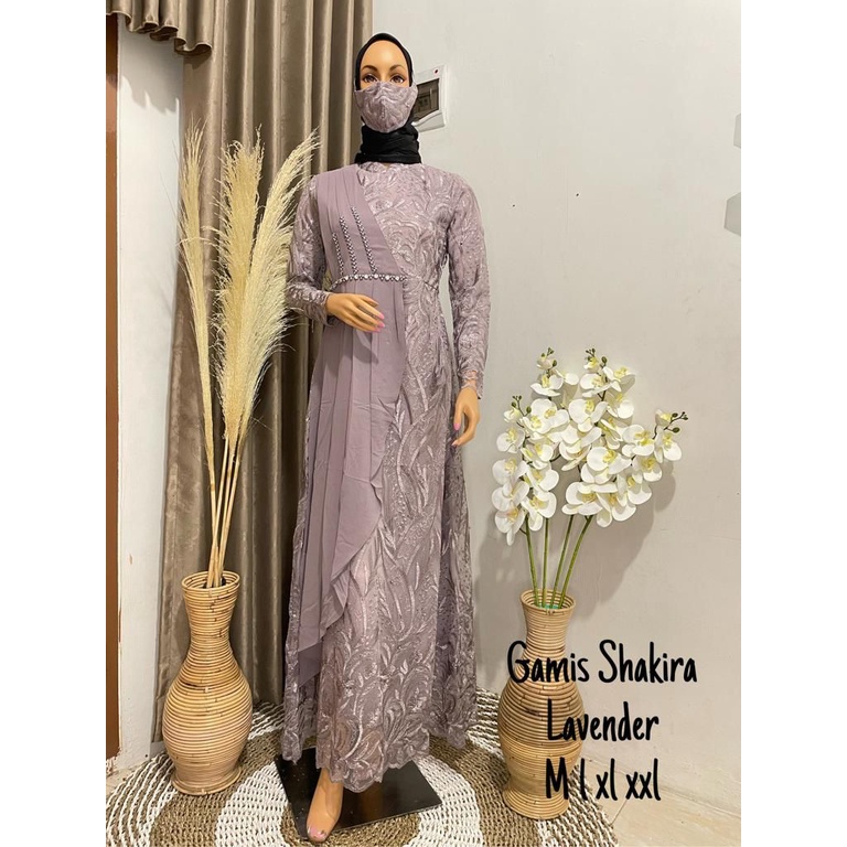 Permata Olshop / Kebaya Gamis Syakira RK / Gamis Kebaya Modern / Gamis Pesta Mewah / Baju Kondangan / Dress Bridesmaid