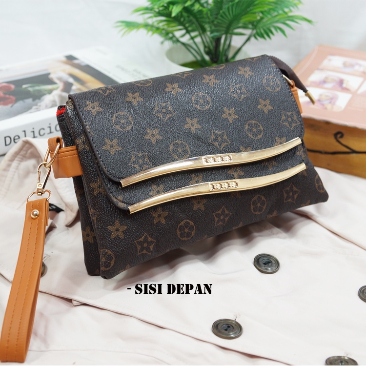 TUAH SLIMBAGS ( HARGA  GROSIR ) SL Clutch VL Plat BeheL Lengkung Susun Gold NekeL Premium Series High quality MX 30-25/ Handbag Wanita / Dompet HP Dan Uang Wanita Terbaru Kekinian &amp; Terlaris / Tas Selempang Wanita