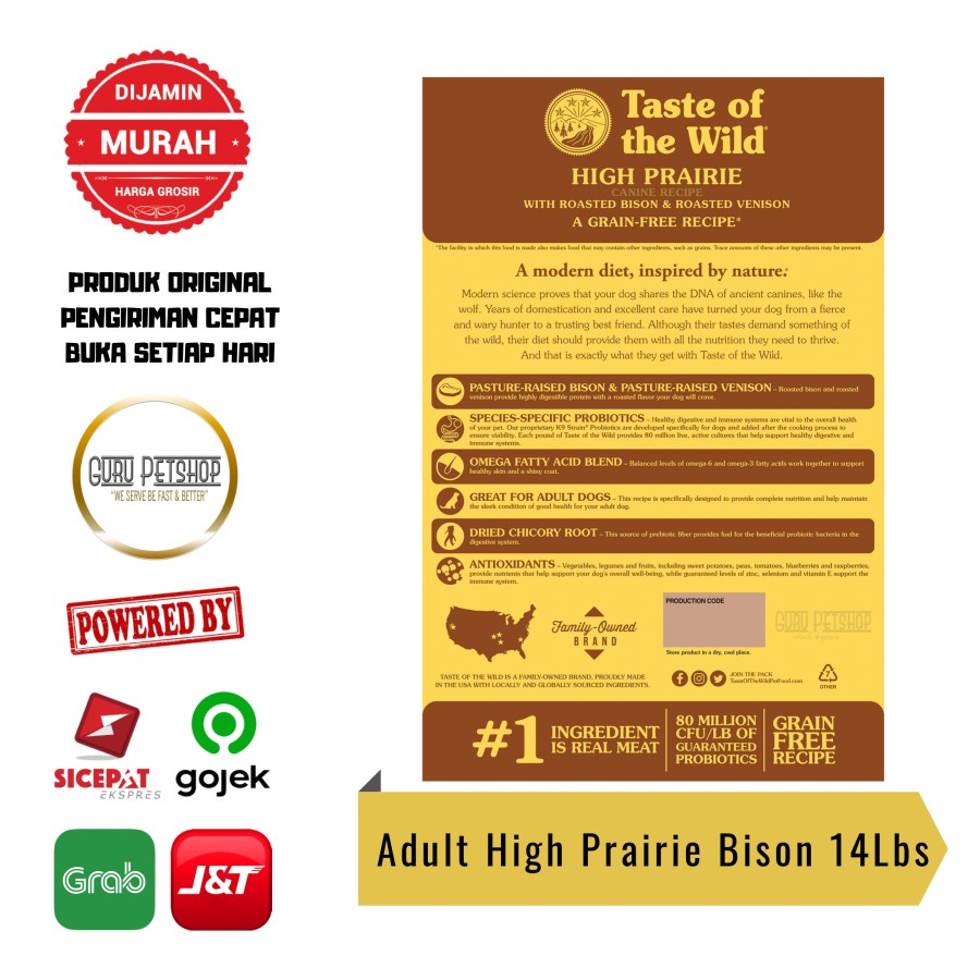 Taste Of The Wild High Prairie Adult 14Lbs TOTW Bison Adult 6.35kg