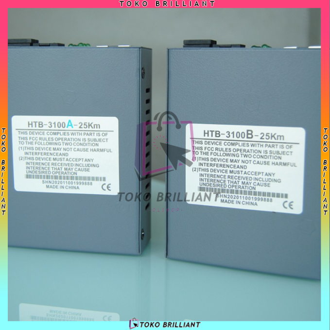 HTB-3100 Media Konverter Fiber Optik Single Mode dengan 5V 2A EU adaptor [Bayar ditempat]-Sepasang