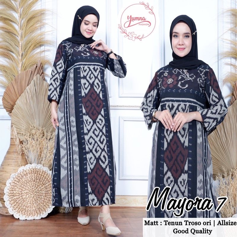 BAJU TENUN GAMIS TENUN MUSLIMAH DRESS TENUN ETNIK JEPARA