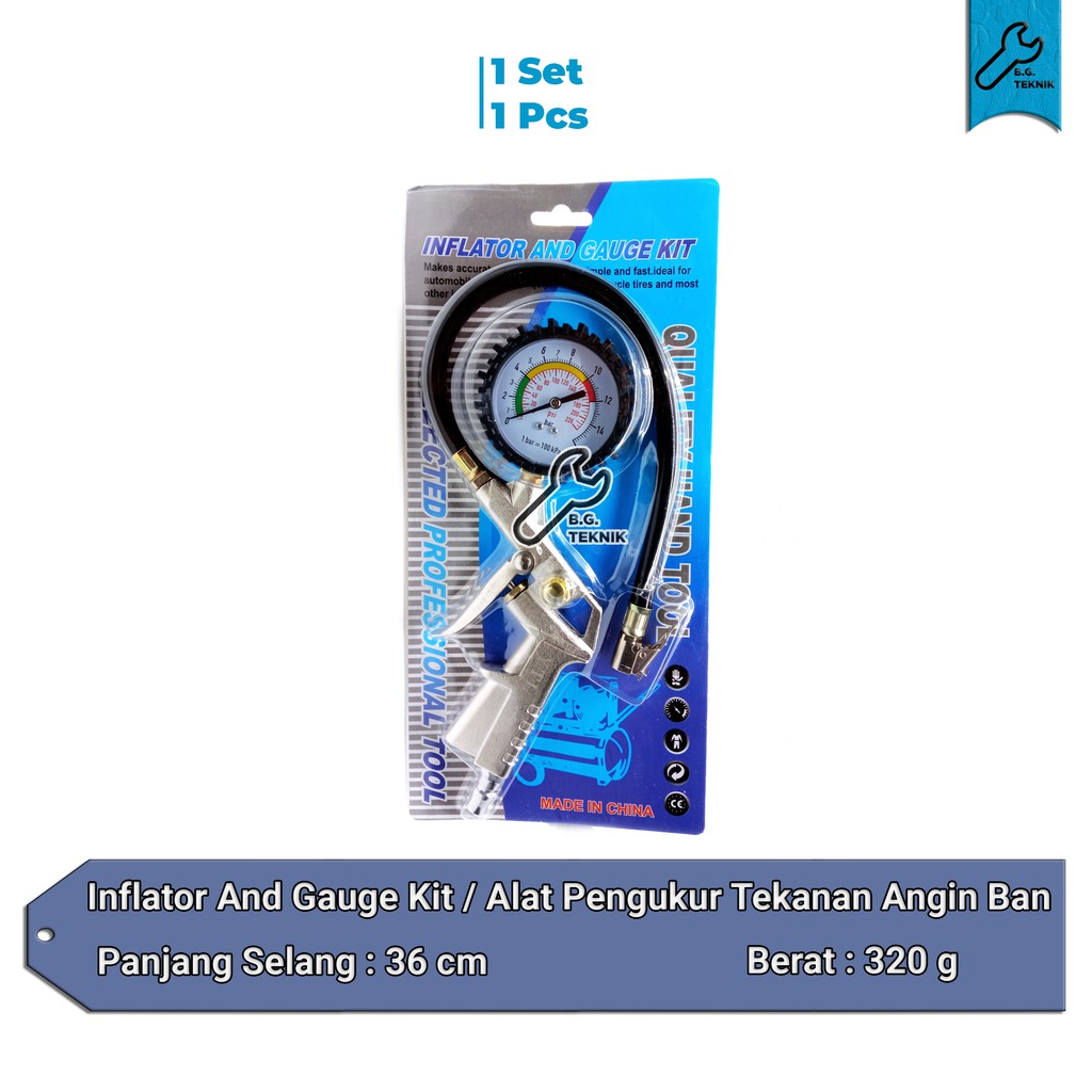 [ANALOG] Alat Ukur Isi Angin Tire Preassure Gauge Inflator 3 in 1