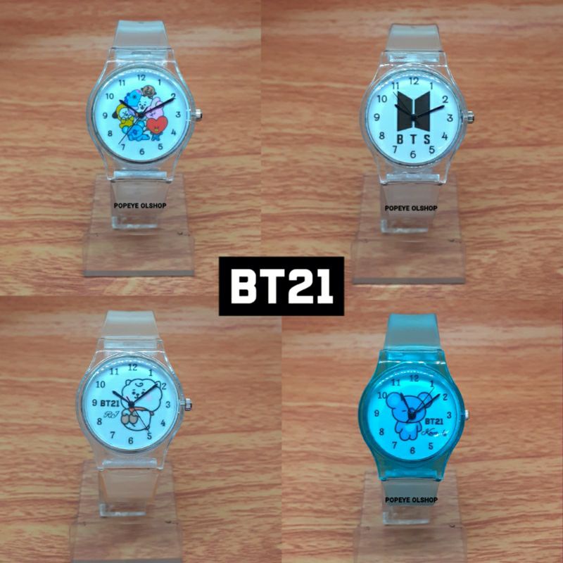 Jam tangan anak BT21 BTS KPOP transparan ukuran kecil