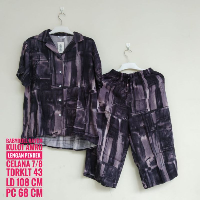 *Setelan Rayon AMRO Lengan Pendek Celana Kulot 7/4 (TDRKLT)