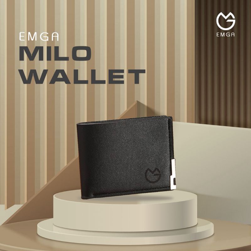 Emga Milo Men Wallet Dompet Laki Pria Fashion Men Korea New Style Hitam Coklat Lipat-Classy Black