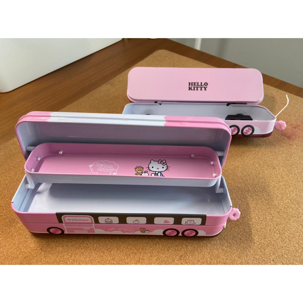 BABEE - TEMPAT PENSIL KOTAK PENSIL / PENCIL CASE HELLO KITTY / TEMPAT ALAT TULIS PINK MINIBUS