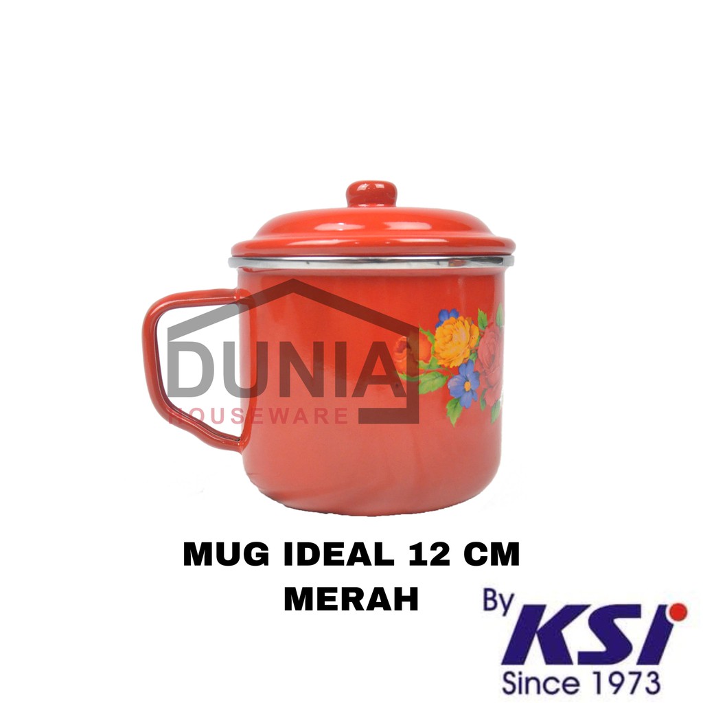 MUG ENAMEL IDEAL 12 CM (DELUXE MERAH) / MUG LAWAS (1000 ML)