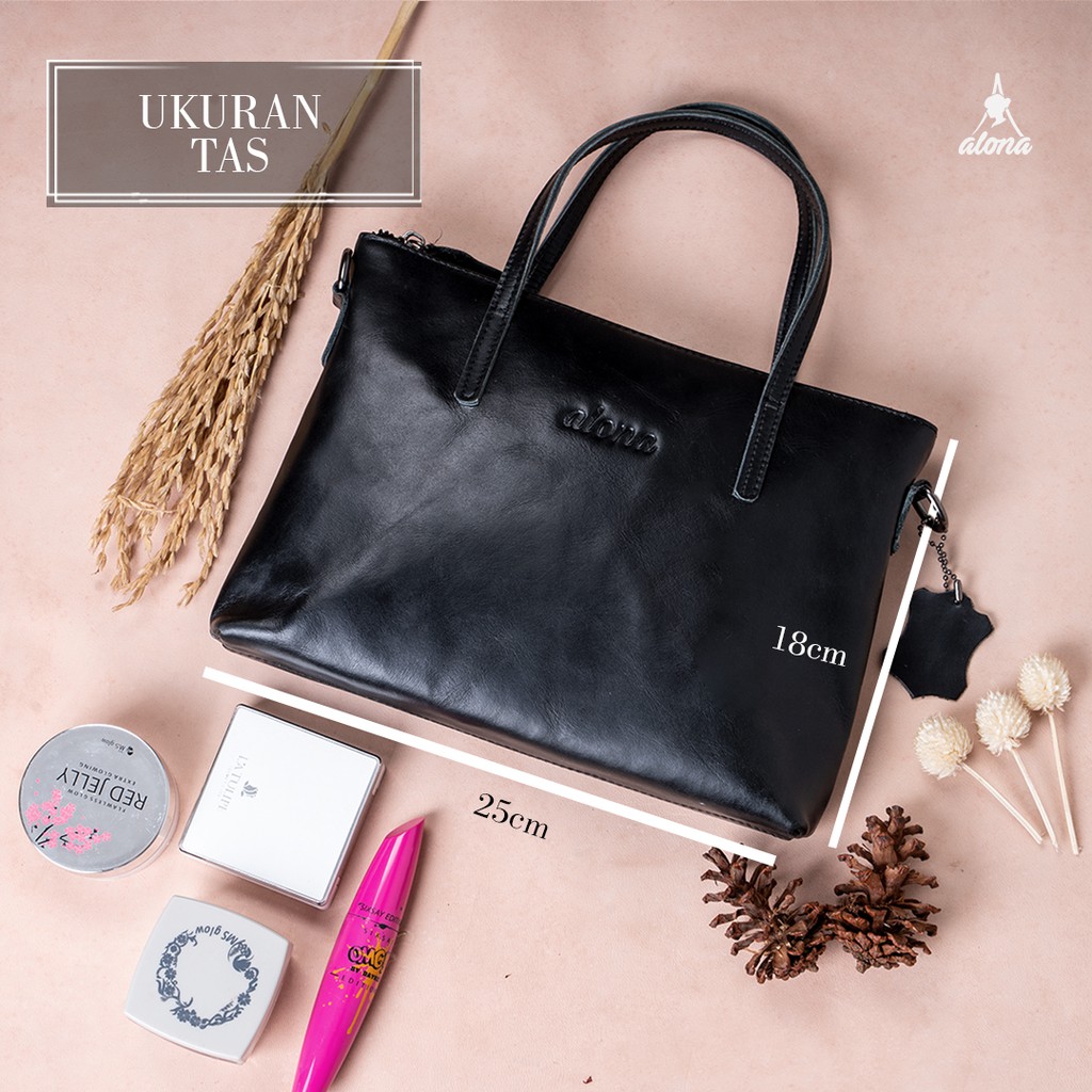 Tas Wanita Branded Model Selempang Slempang Bahu Jinjing Bahan 100% Kulit Sapi Asli Original Alona Premium Leather Sling Bag