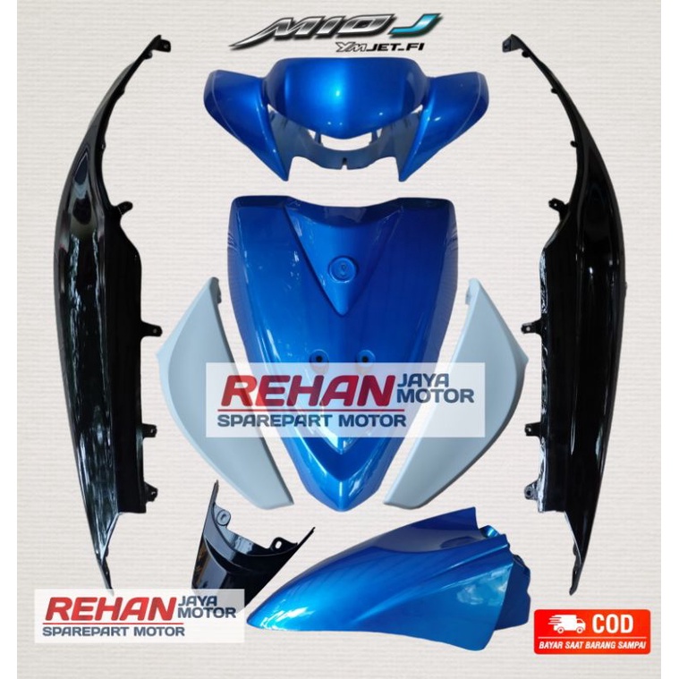 FULL BODY HALUS YAMAHA MIO J BIRU HITAM POLOS / FULL SET BODY HALUS MIO J