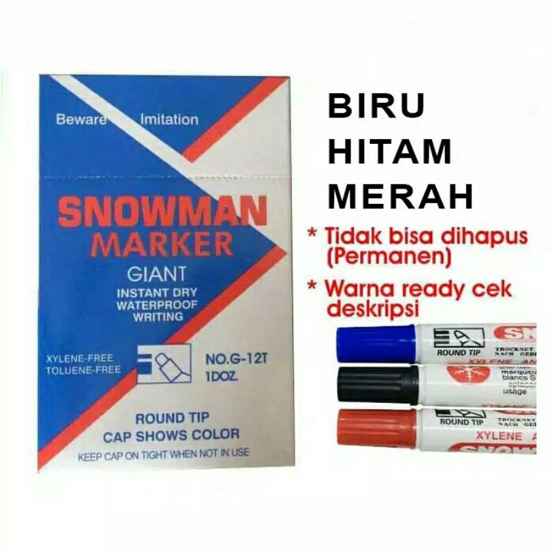 

G-12 Spidol Snowman Permanen Marker Giant Instant Dry