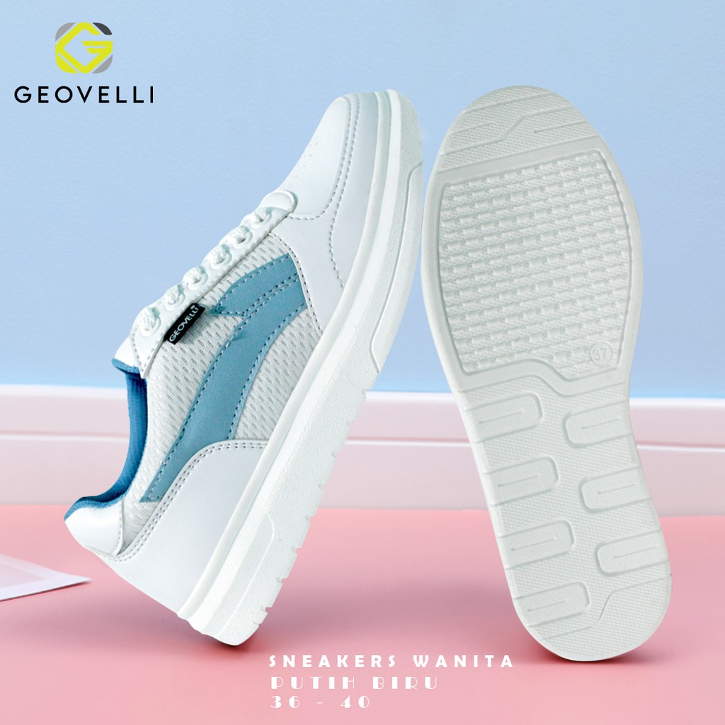 COD!!! Sepatu Wanita Kasual Sneakers Putih Polos Geovelli Full White Putih Wanita Grade Original