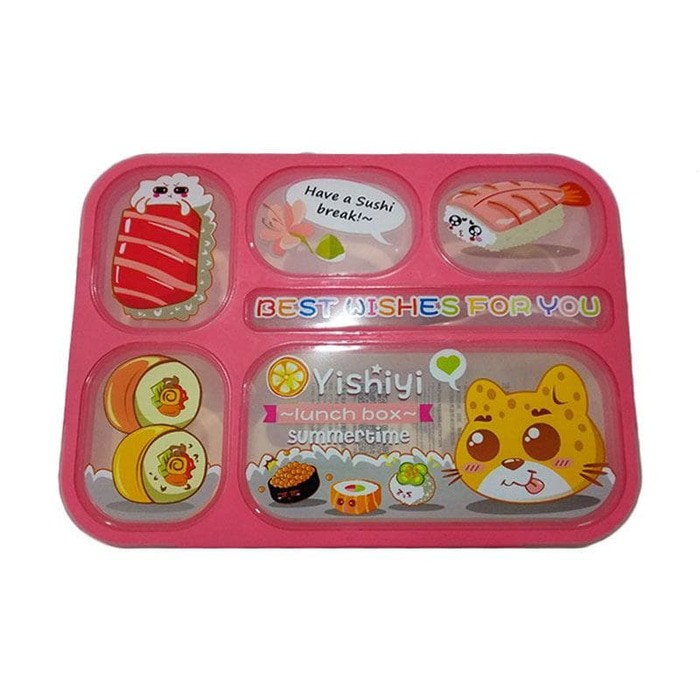 Lunch Box Yooyee Grid 5 Sekat, Kotak Makan Plastik Yishiyi