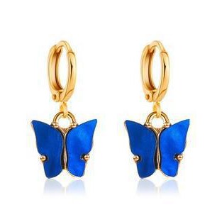 Kalung Liontin Anting KUPU-KUPU WARNA Gaya Korea Fashion Wanita Butterfly Rantai Titanium Alloy