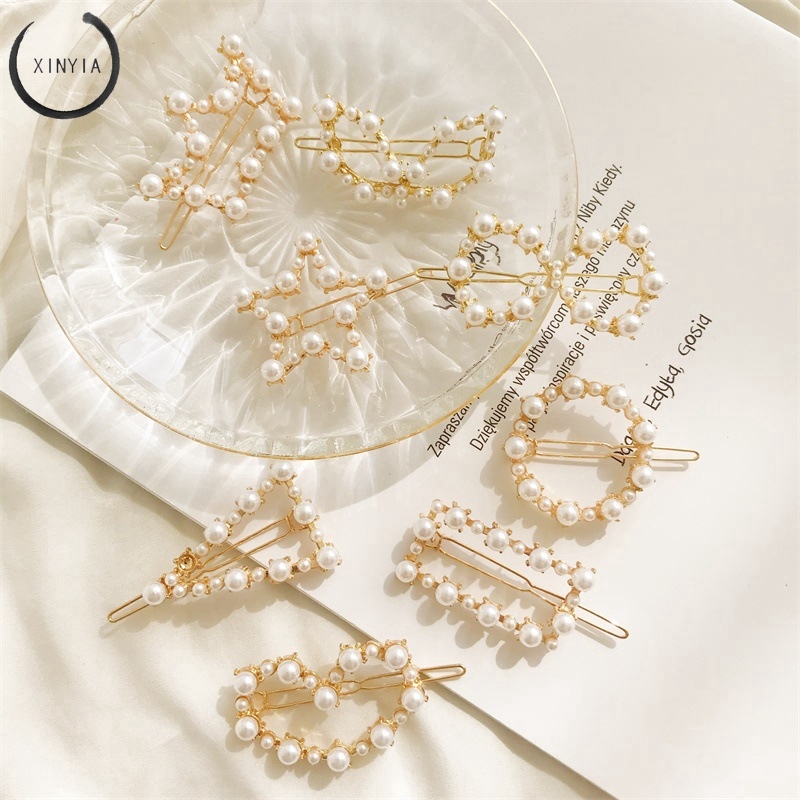 Jepit Rambut Model Korea Manis dengan Mutiara untuk Wanita