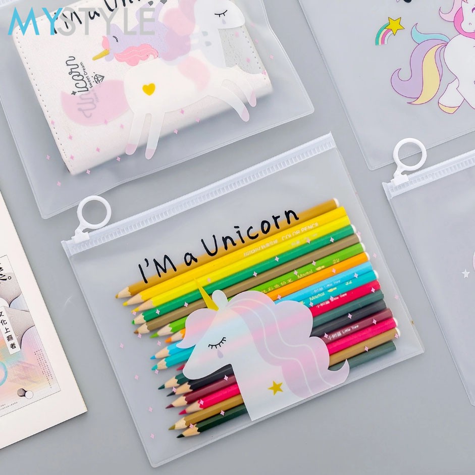 KOTAK PENSIL UNICORN TRANSPARAN PENCIL CASE TEMPAT PENSIL ANAK MURAH