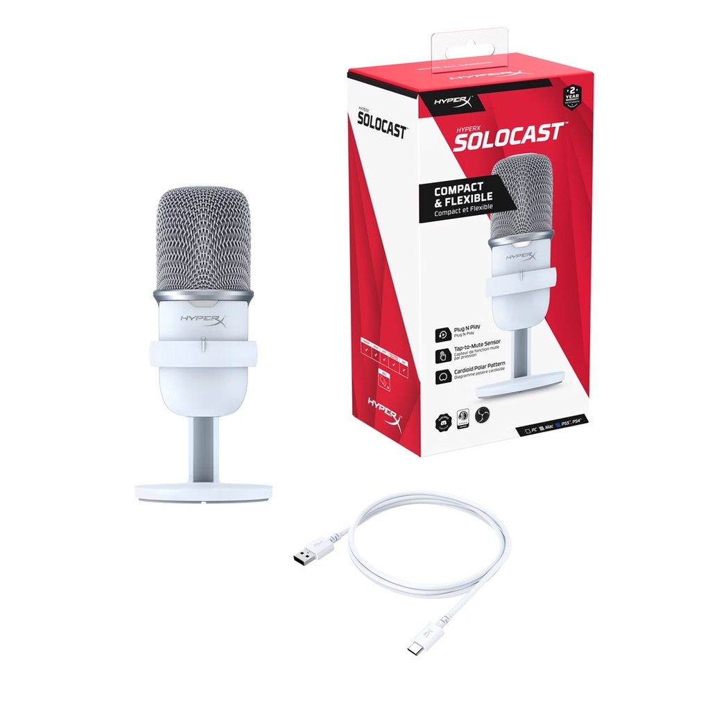 HyperX Solocast White Edition USB Condenser Gaming Microphone